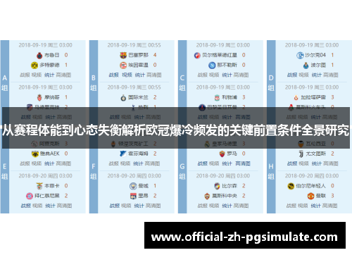 从赛程体能到心态失衡解析欧冠爆冷频发的关键前置条件全景研究 从赛程体能到心态失衡解析欧冠爆冷频发的关键前置条件全景研究